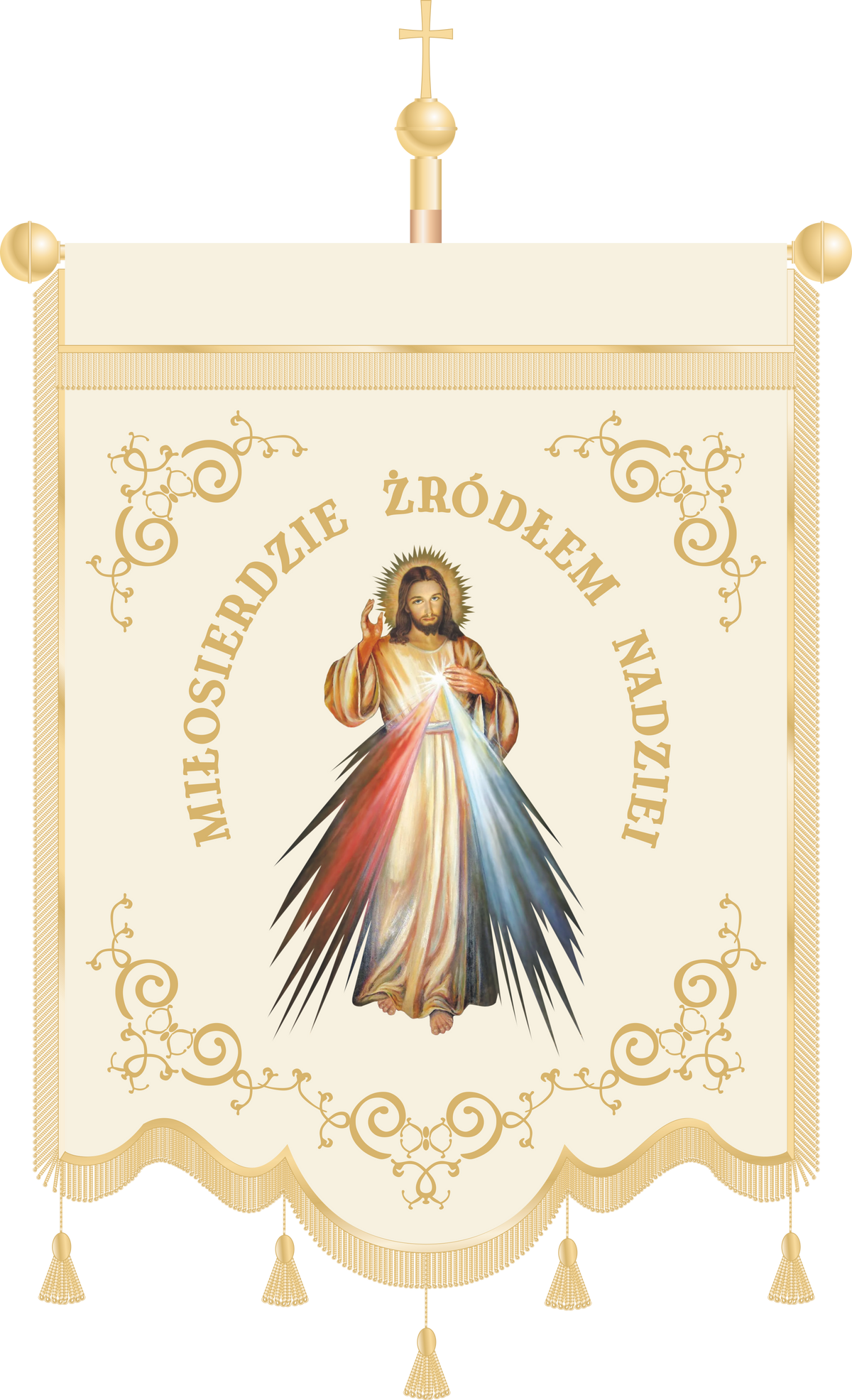 Chorągiew haftowana CHN 003 - Wizerunek Jezusa Miłosiernego