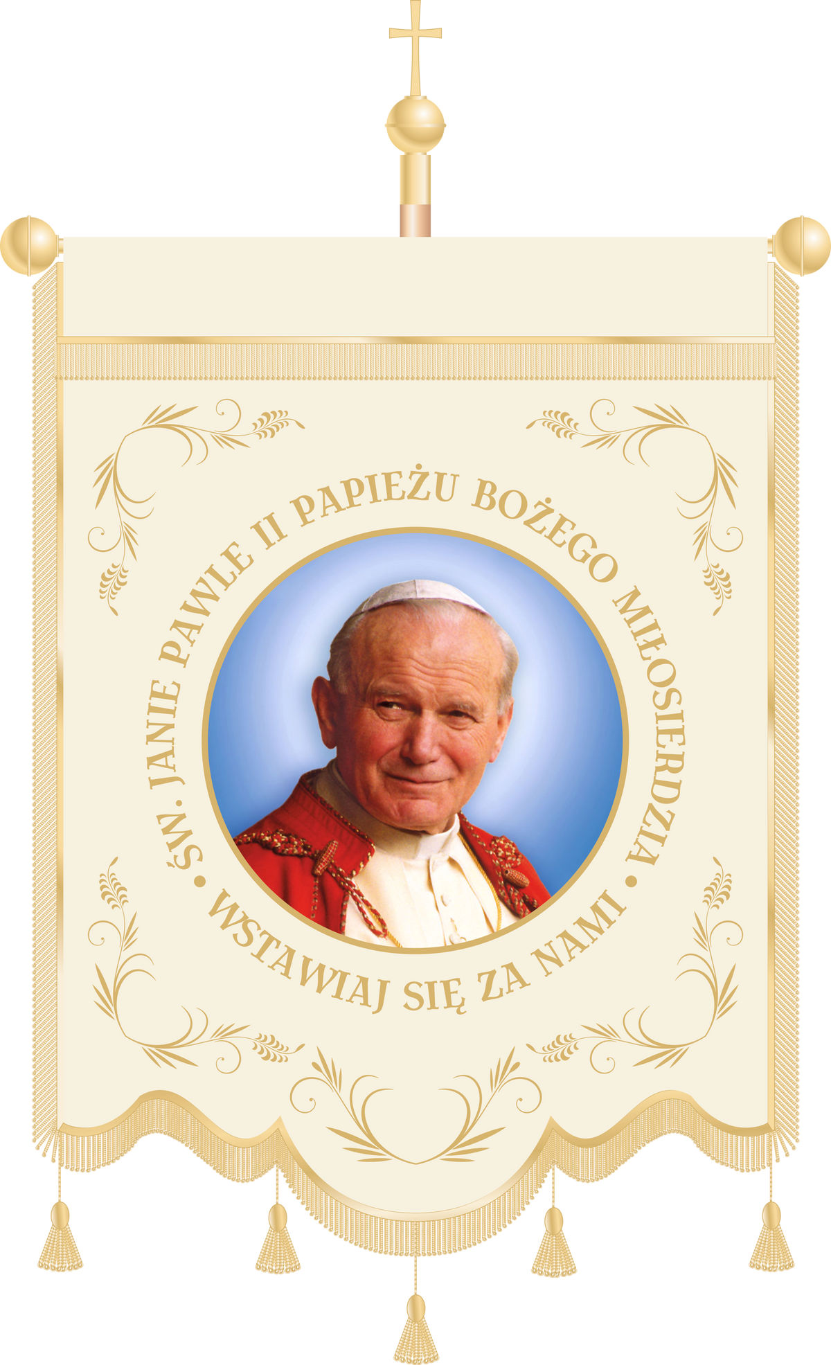 Chorągiew haftowana CHN 004 - Wizerunek Jana Pawła II