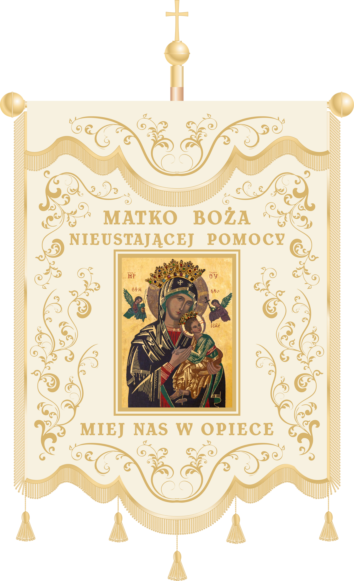 Chorągiew haftowana CHN 007 - Wizerunek Matki Bożej Nieustającej Pomocy