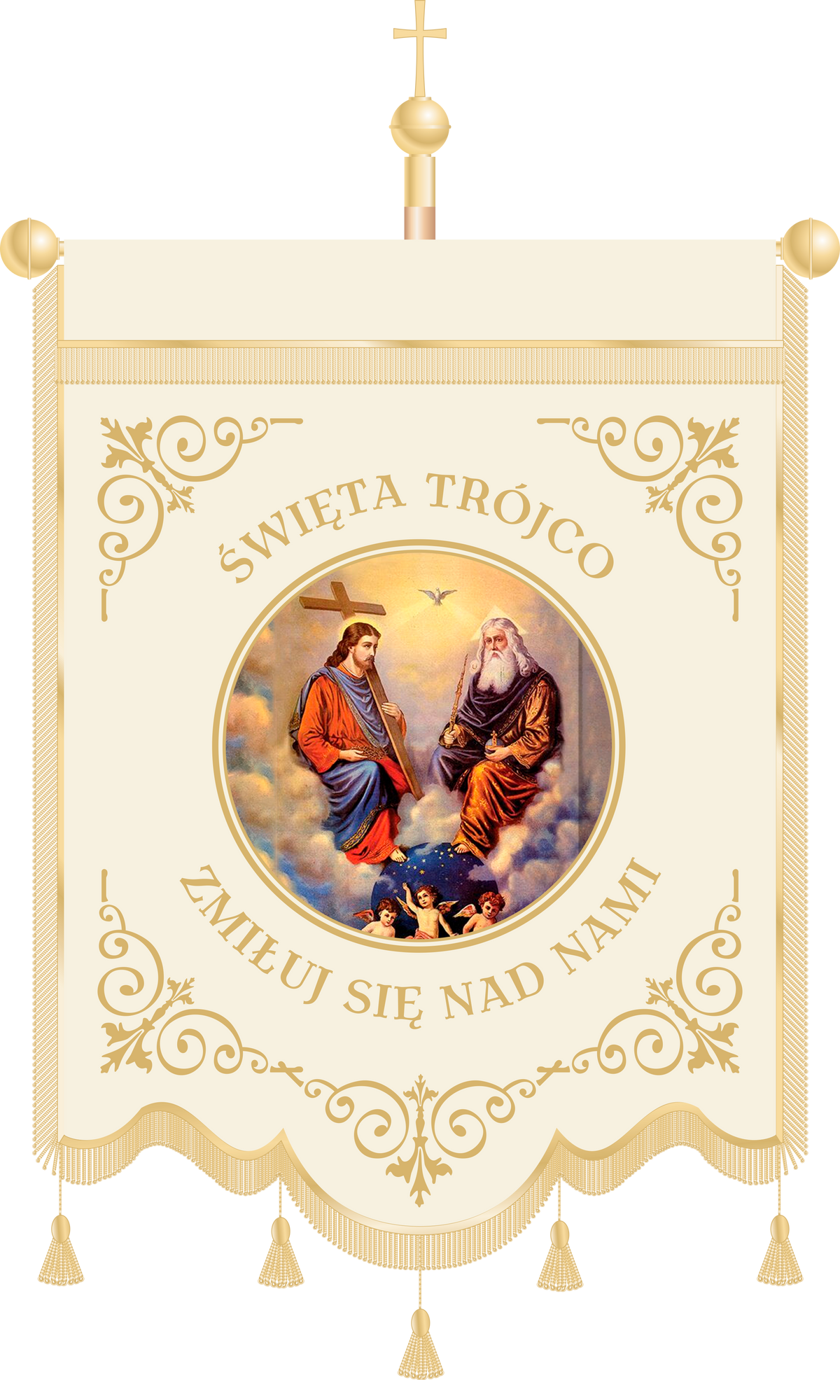 Chorągiew haftowana CHN 013 - Wizerunek Świętej Trójcy
