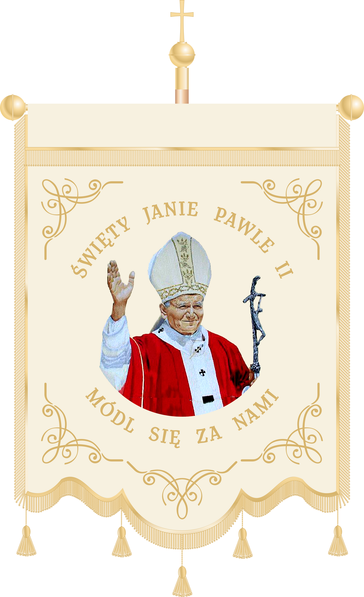 Chorągiew haftowana CHN 014 - Wizerunek Świętego Jana Pawła II