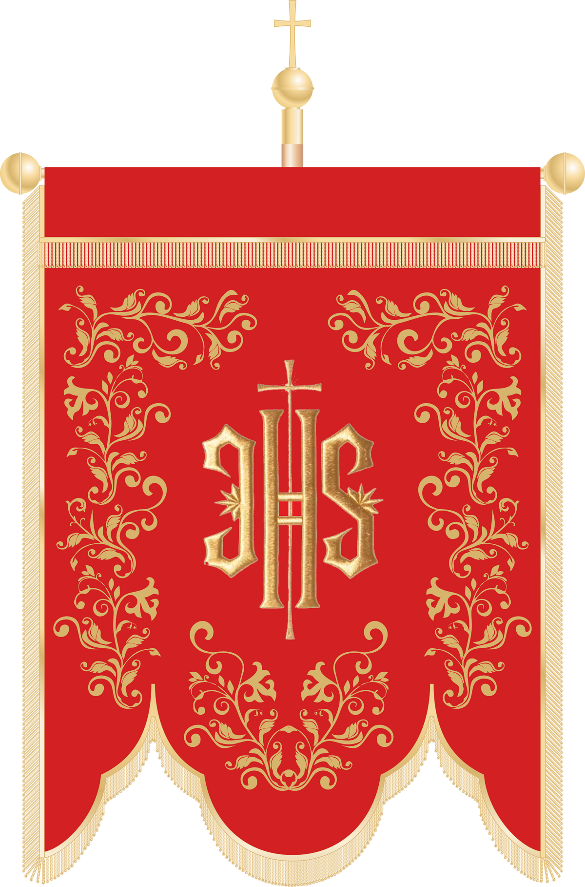 Chorągiew haftowana CHR 019 - Czerwone tło z IHS