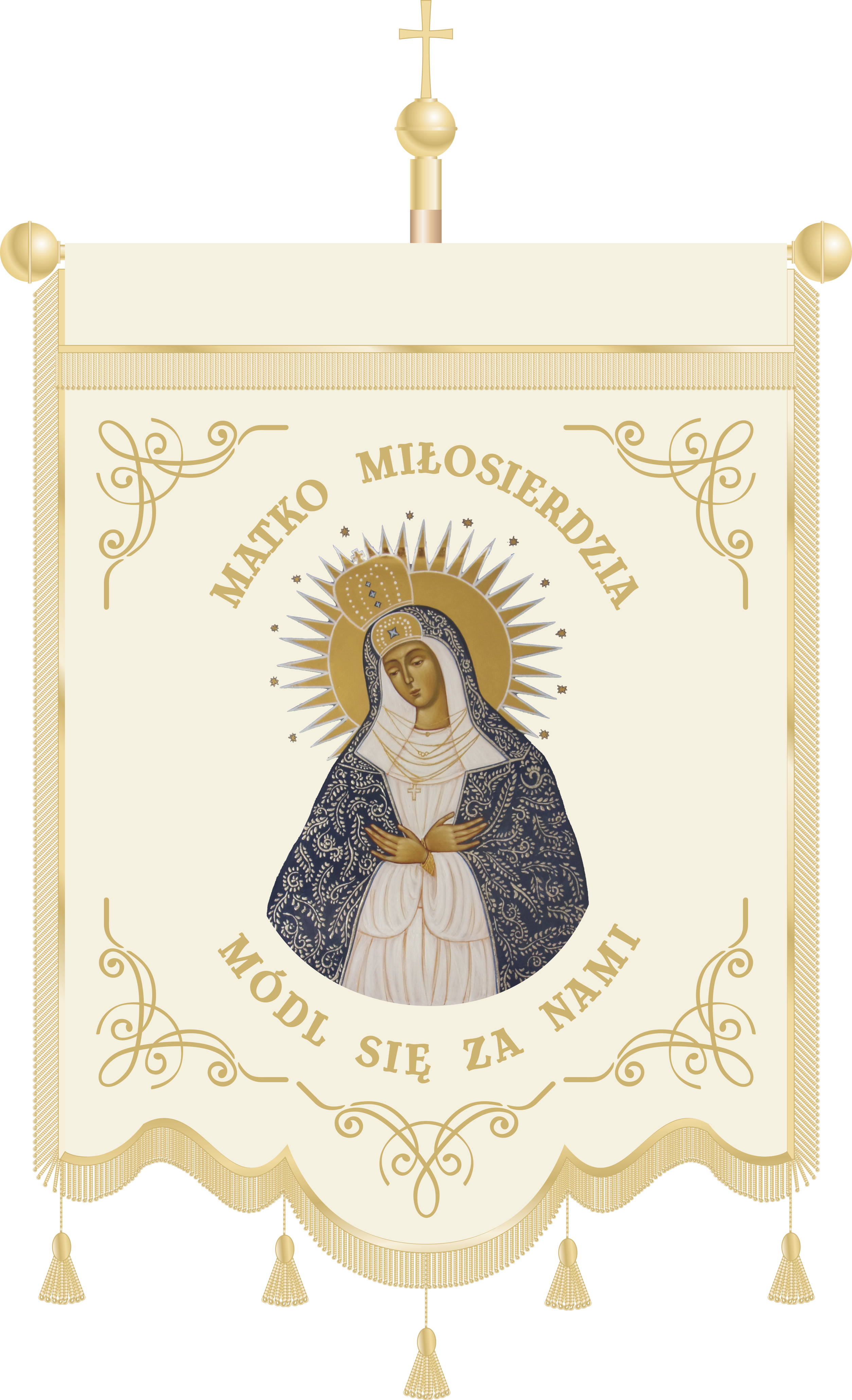 Chorągiew haftowana CHN 002 -  Wizerunek Matki Boskiej Miłosierdzia