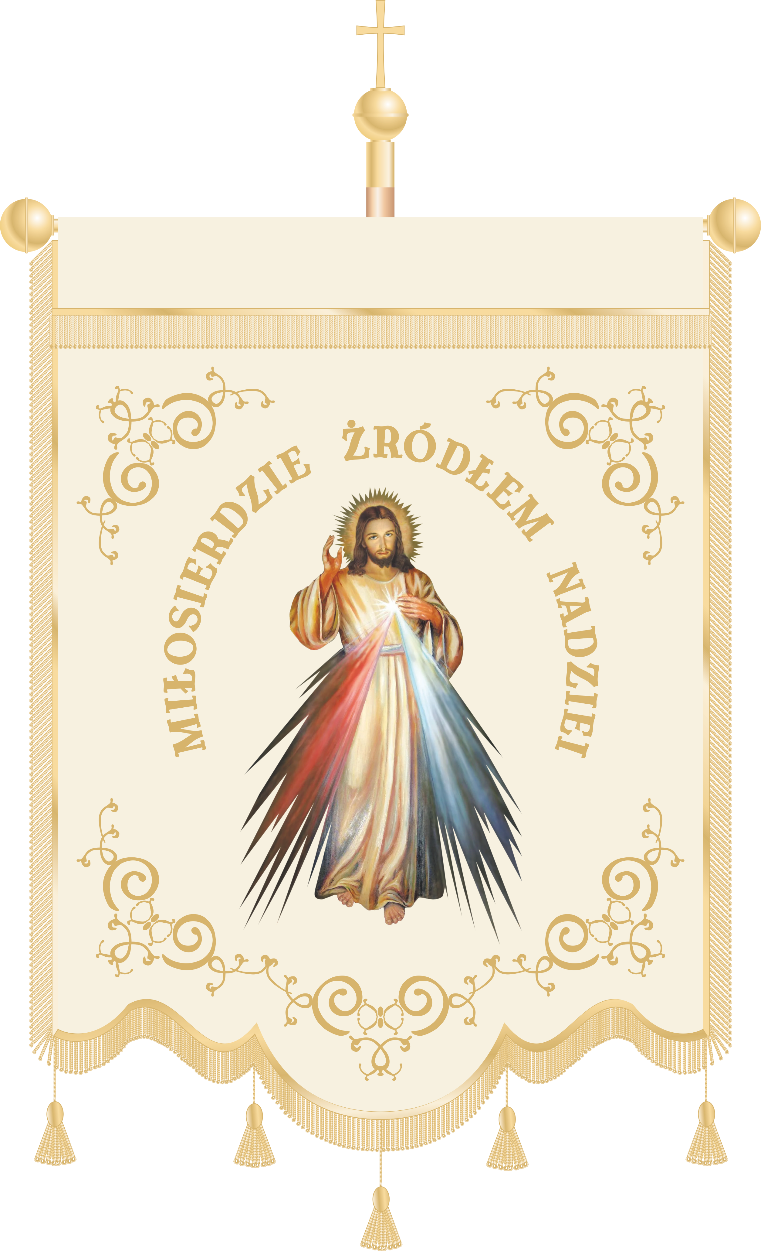 Chorągiew haftowana CHN 003 -  Wizerunek Jezusa Miłosiernego
