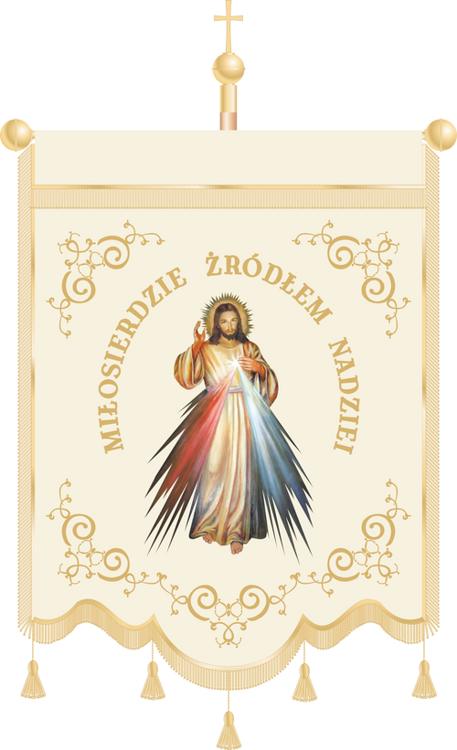 Chorągiew haftowana CHN 003 -  Wizerunek Jezusa Miłosiernego