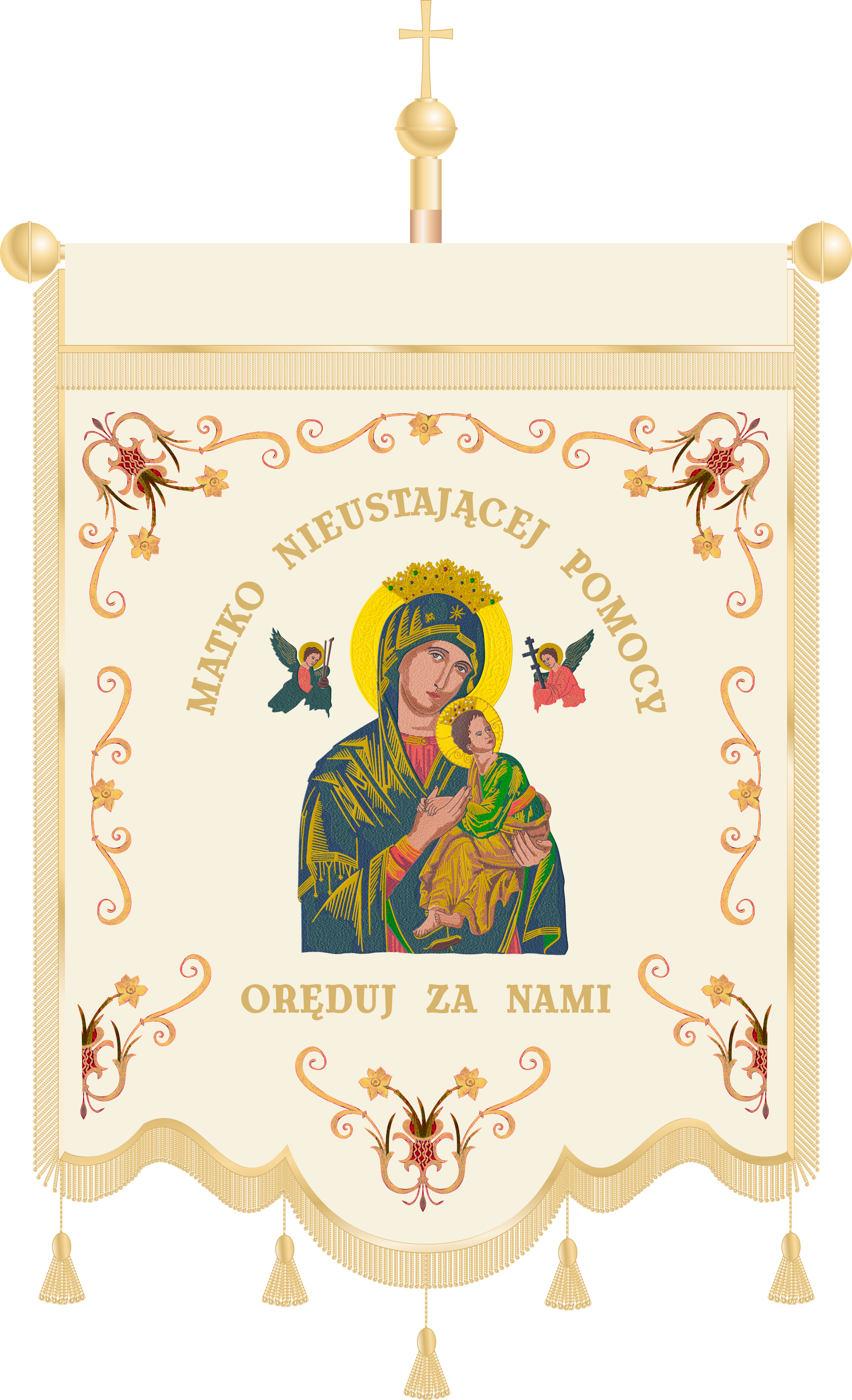 Chorągiew haftowana CHN 006 -  Wizerunek Matki Bożej Nieustającej Pomocy