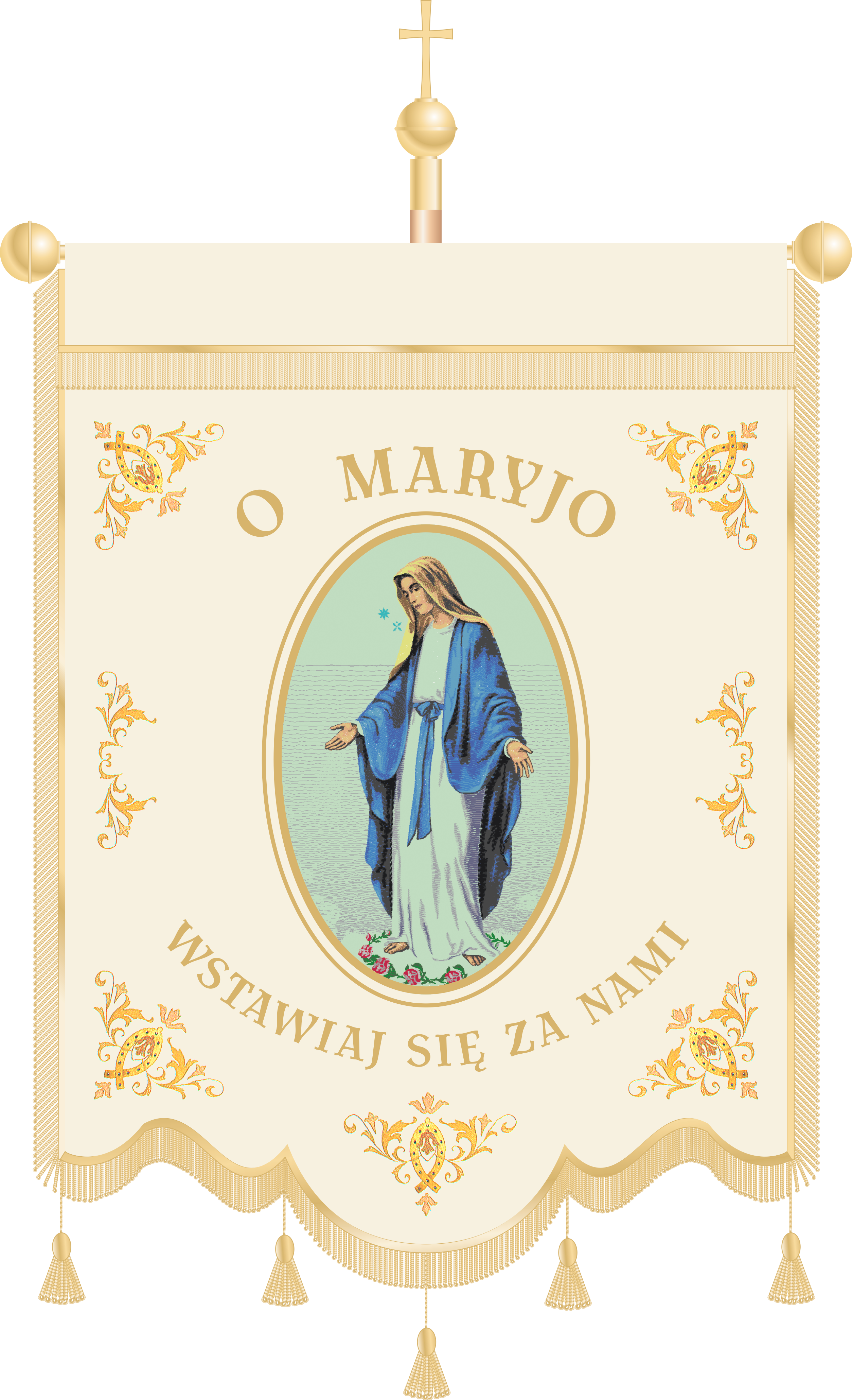 Chorągiew haftowana CHN 008 -  Wizerunek Matki Bożej
