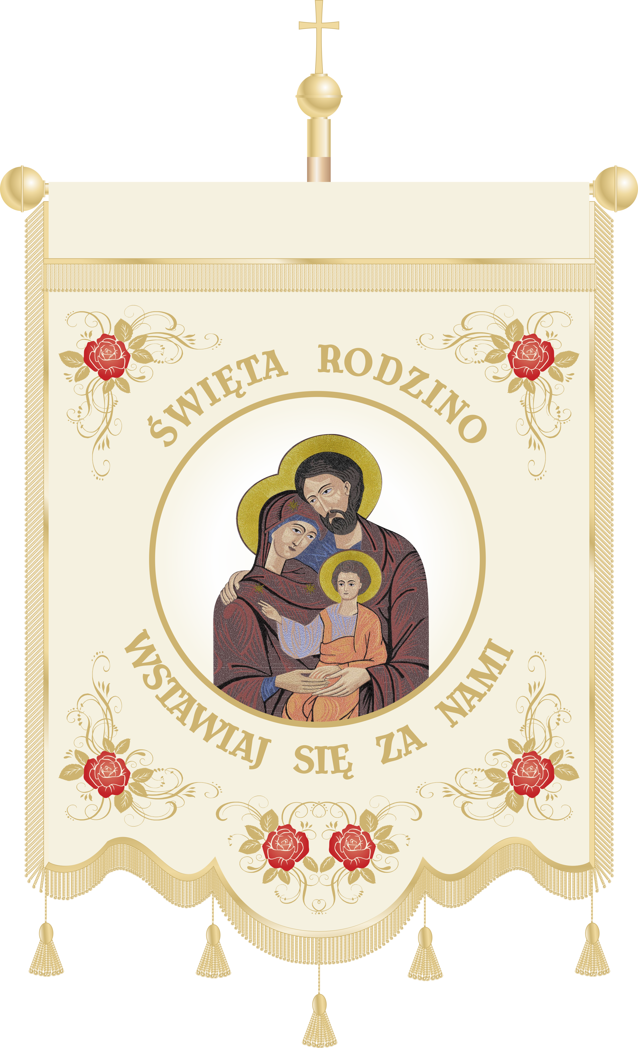 Chorągiew haftowana CHN 011 -  Wizerunek Świętej Rodziny