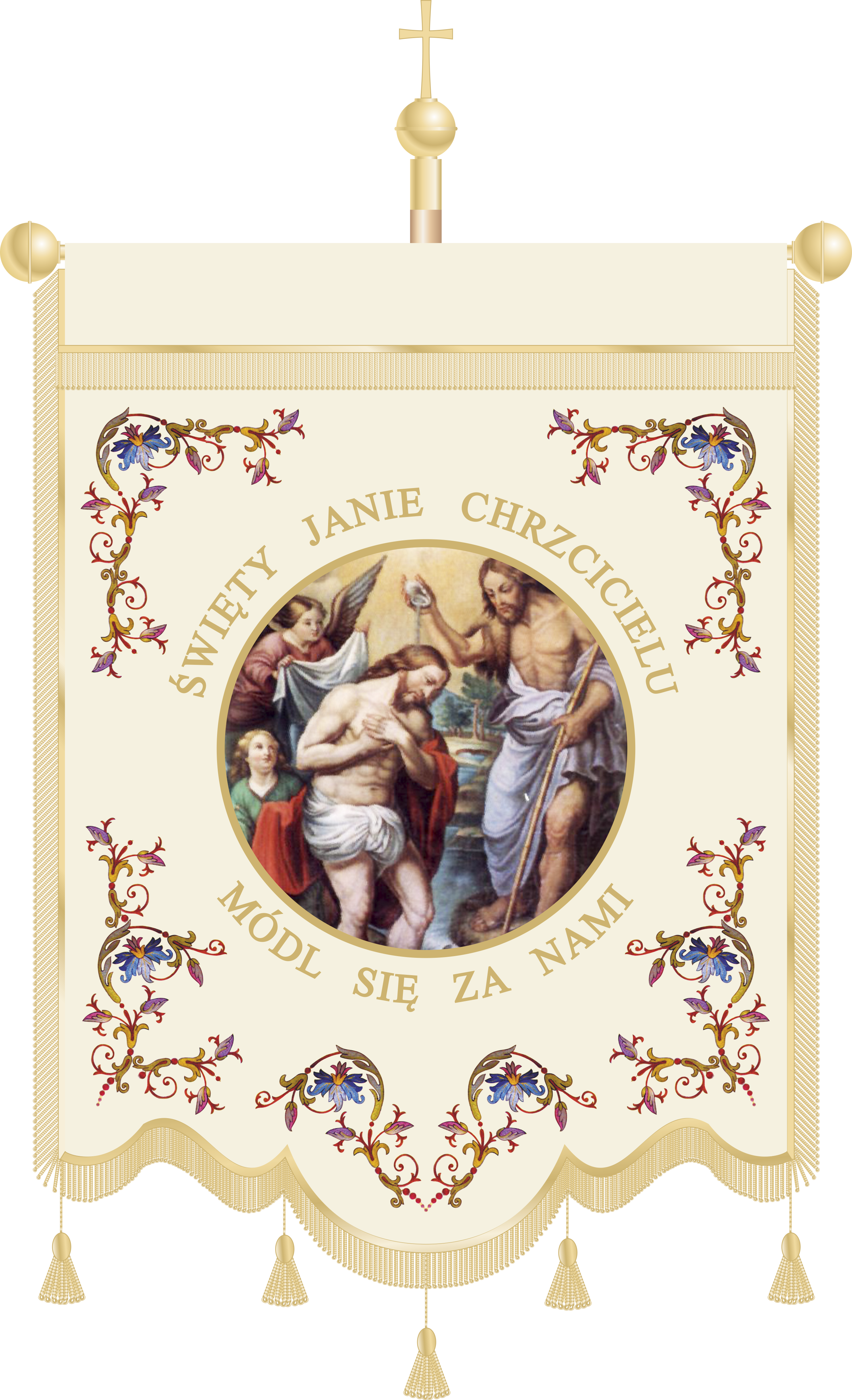 Chorągiew haftowana CHN 012 -  Wizerunek Świętego Jana Chrzciciela