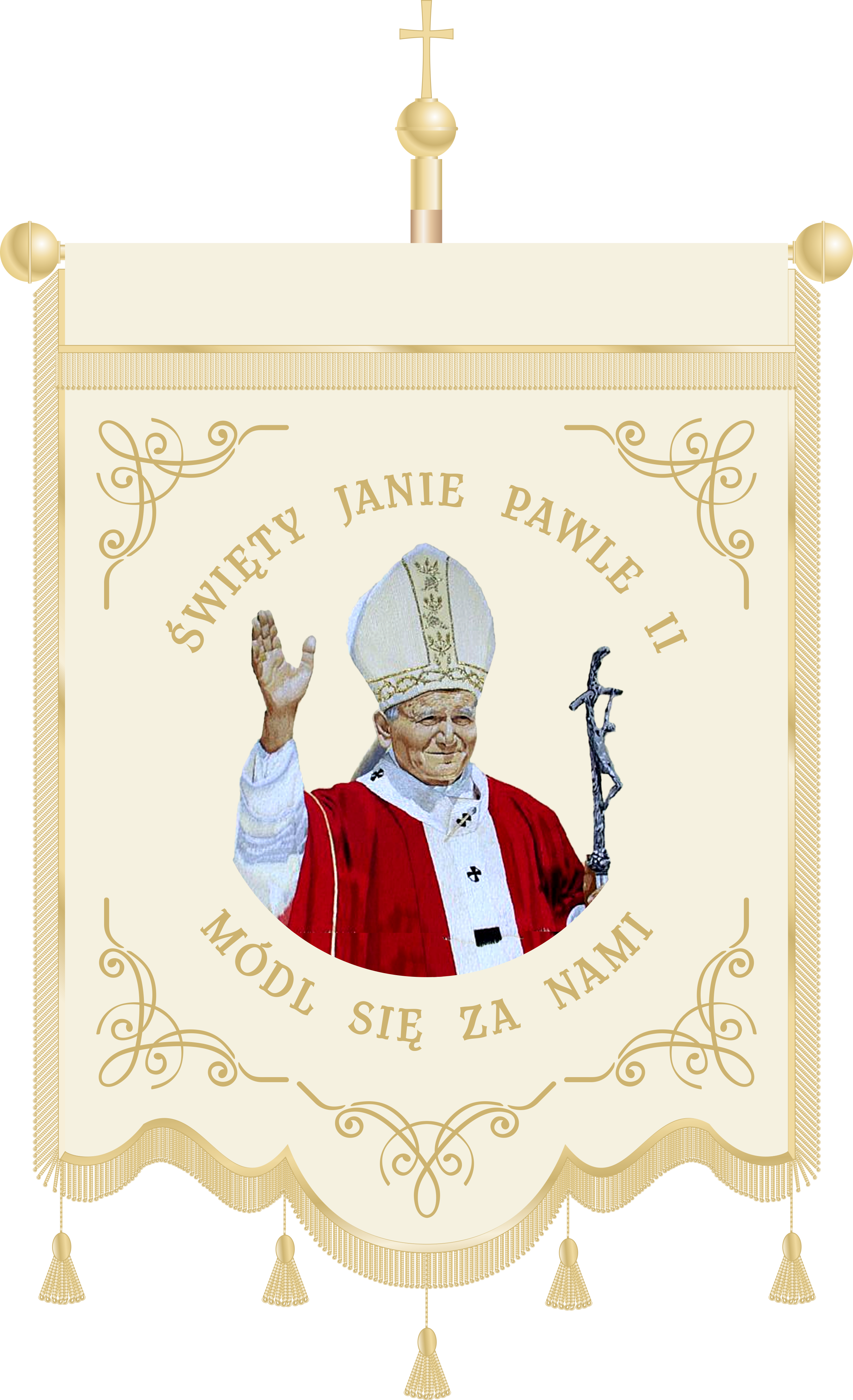 Chorągiew haftowana CHN 014 -  Wizerunek Świętego Jana Pawła II