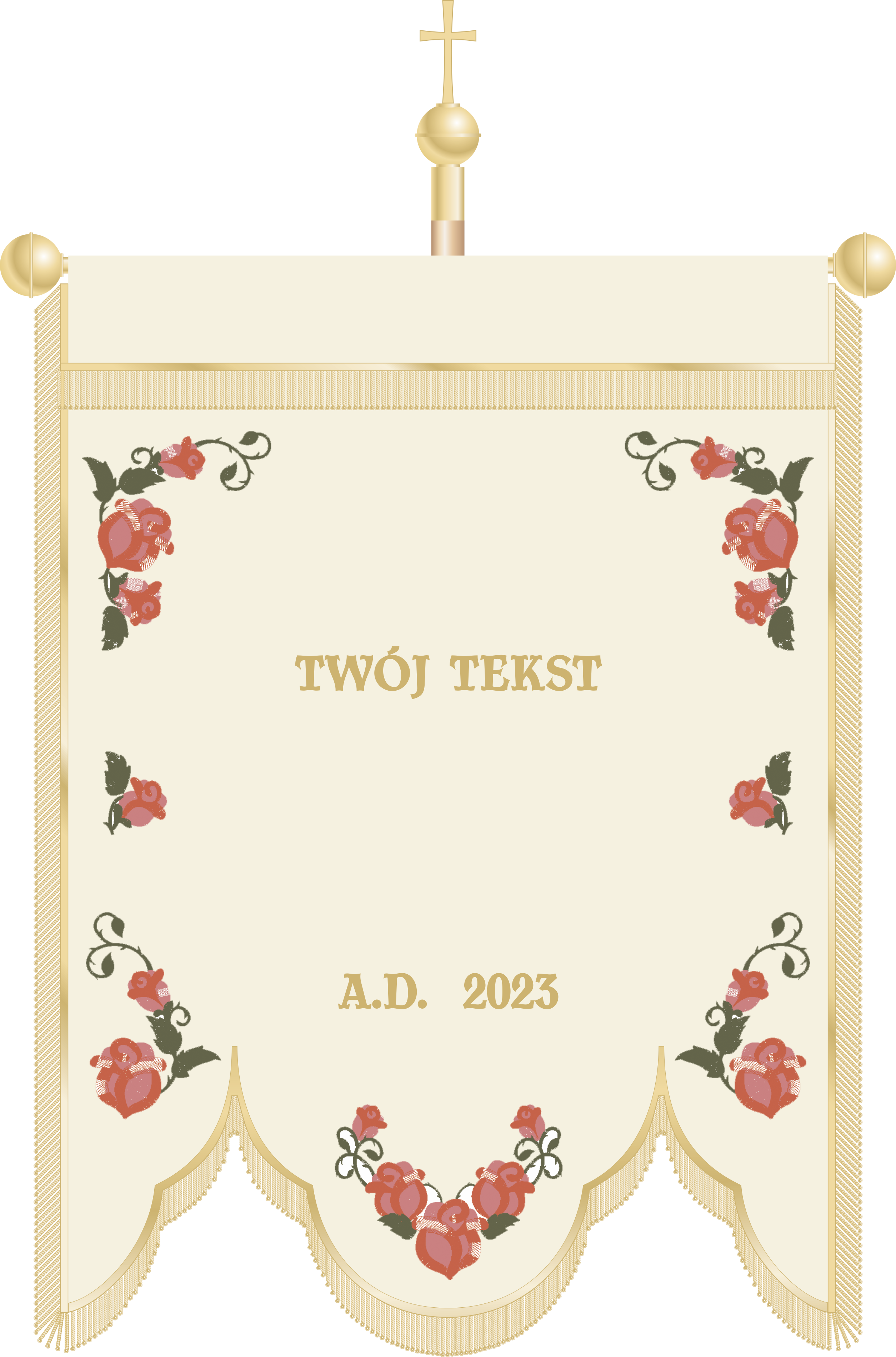 Chorągiew haftowana CHR 009 - Motyw różany