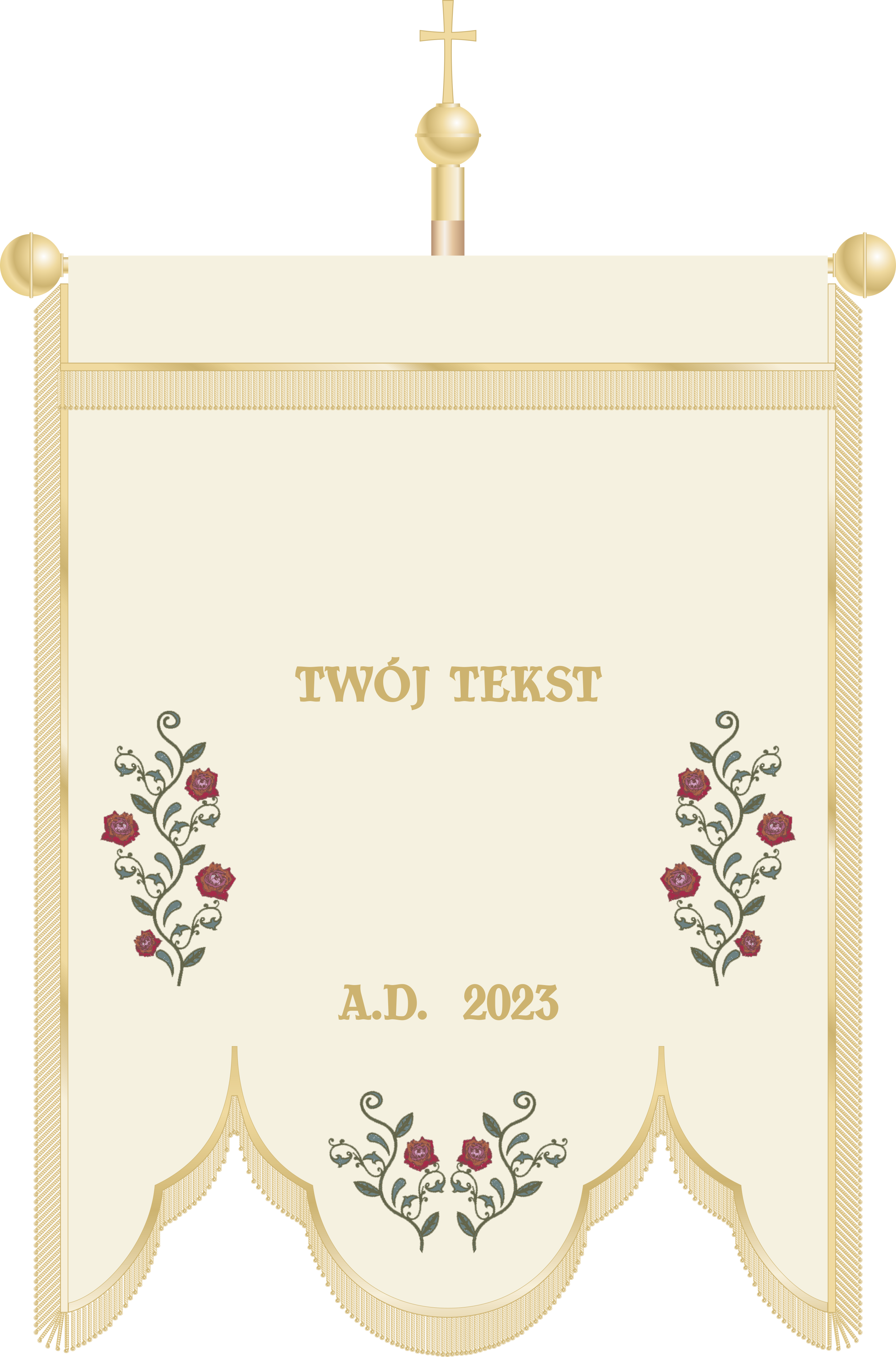 Chorągiew haftowana CHR 010 - Motyw różany