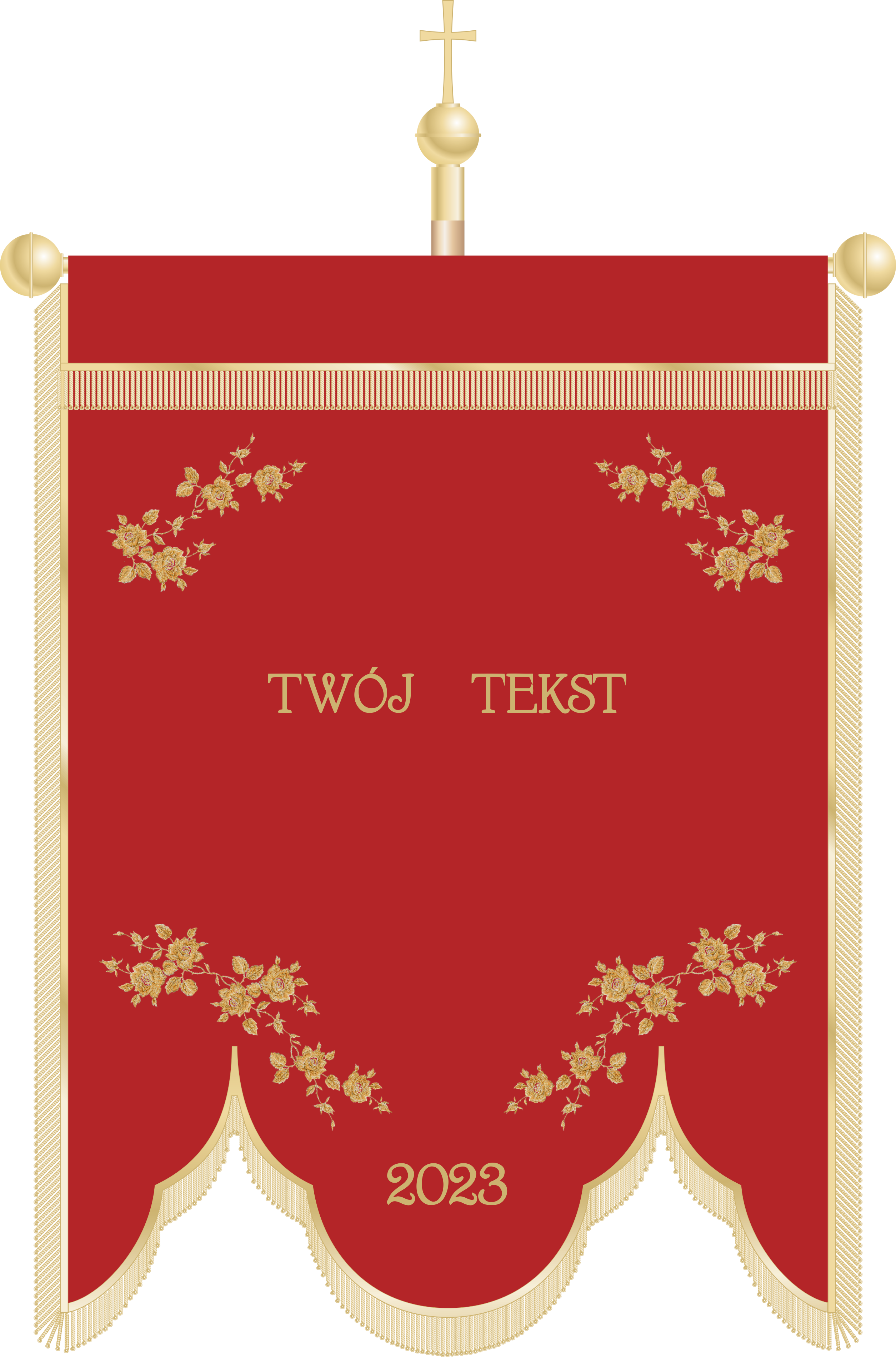 Chorągiew haftowana CHR 011 - Czerwone tło