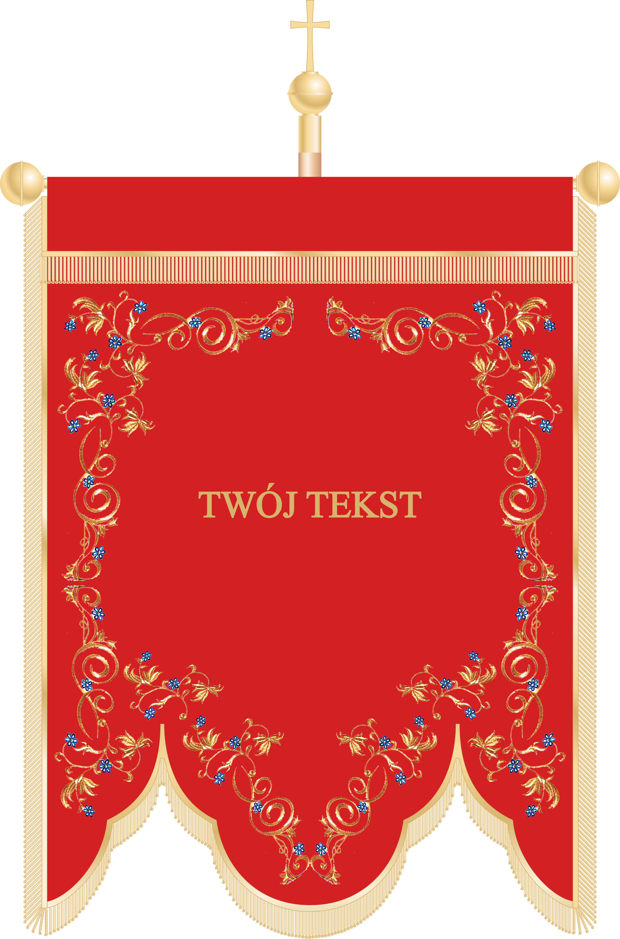 Chorągiew haftowana CHR 012 - Czerwone tło