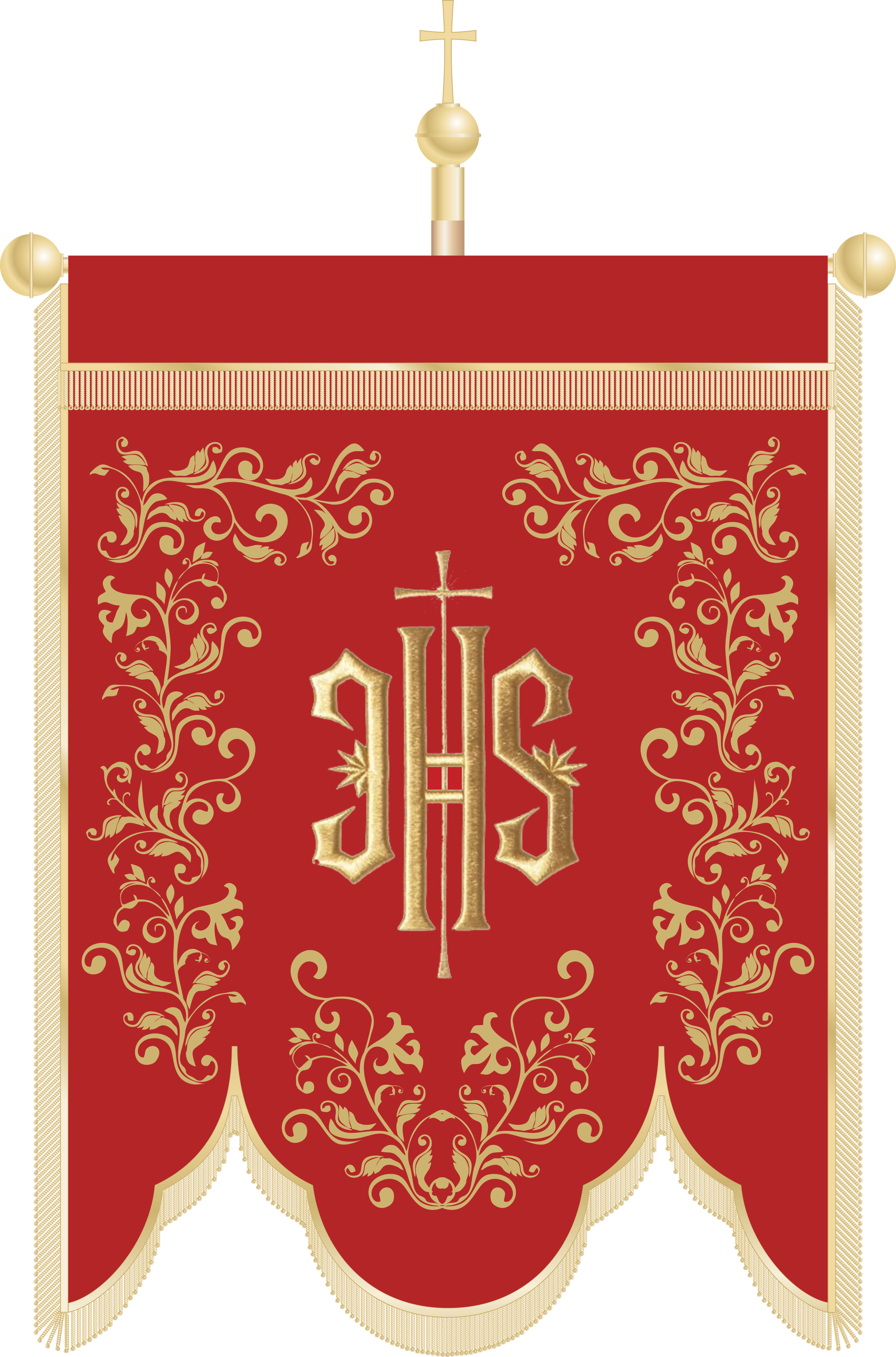 Chorągiew haftowana CHR 019 - Czerwone tło z IHS