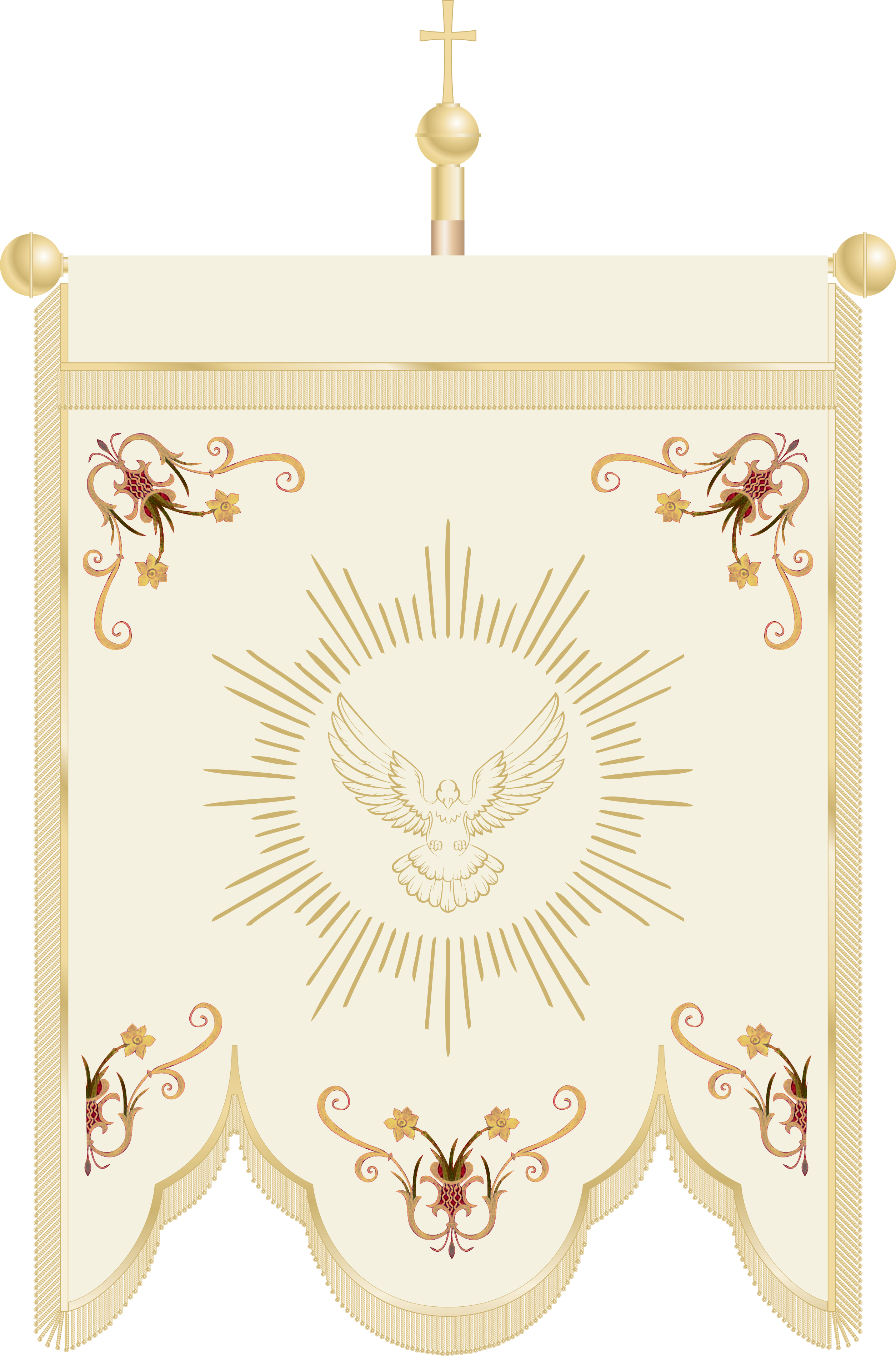 Chorągiew haftowana CHR 021 - Motyw Ducha Świętego Ecru