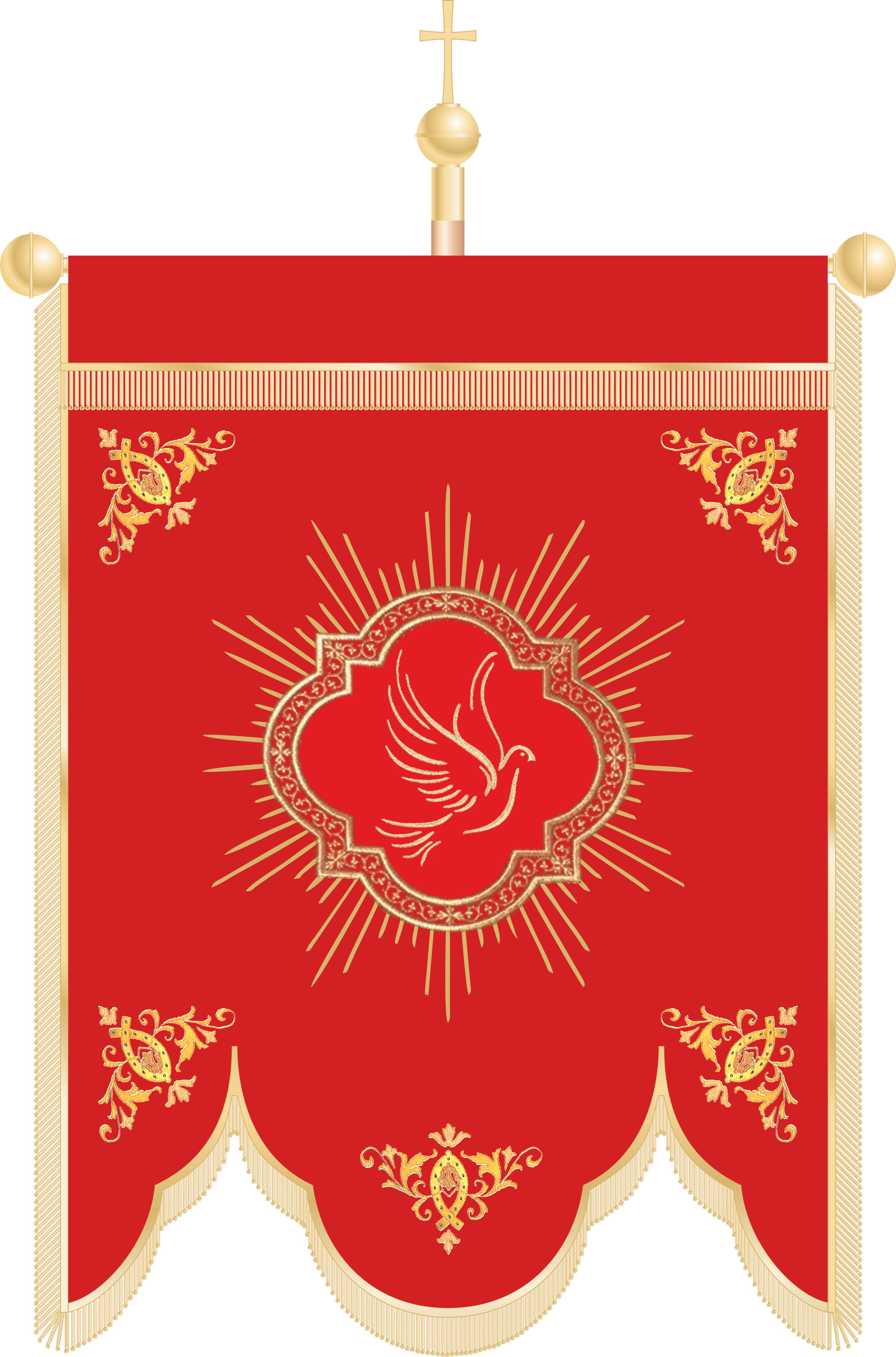 Chorągiew haftowana CHR 022 - Motyw Ducha Świętego Czerwony